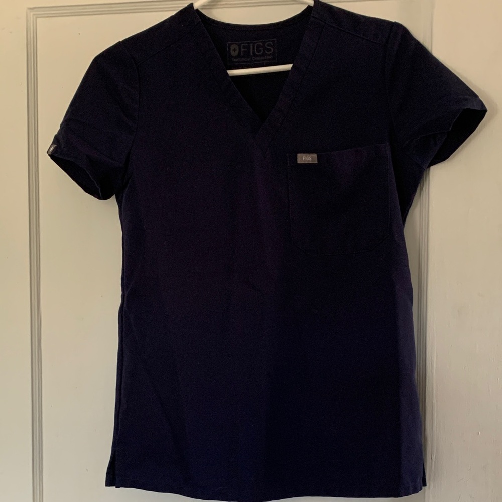 Figs Navy Blue V-Neck Scrub Top